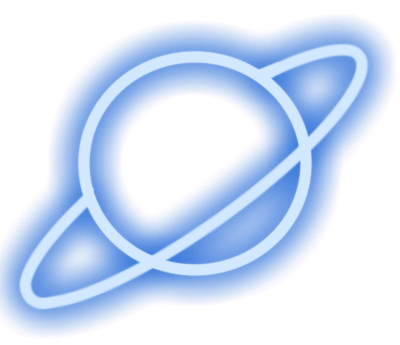 blue neon planet doodle
